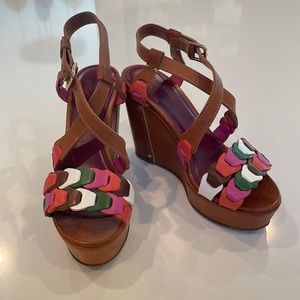 Amazing MISSONI “M” multicolor leather wedges!